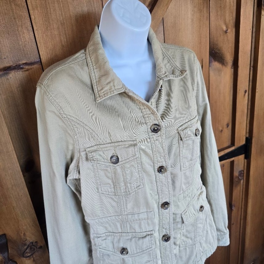 Mossimo Utility Field Jacket Womens Large Khaki Tan Safari‎ Gorpcore Military - Picture 2 of 14